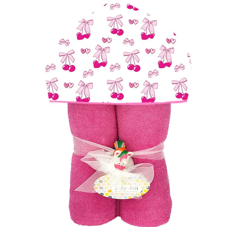 Cherry Bows Plush Deluxe Hooded Towel - Twinkle Twinkle Little One
