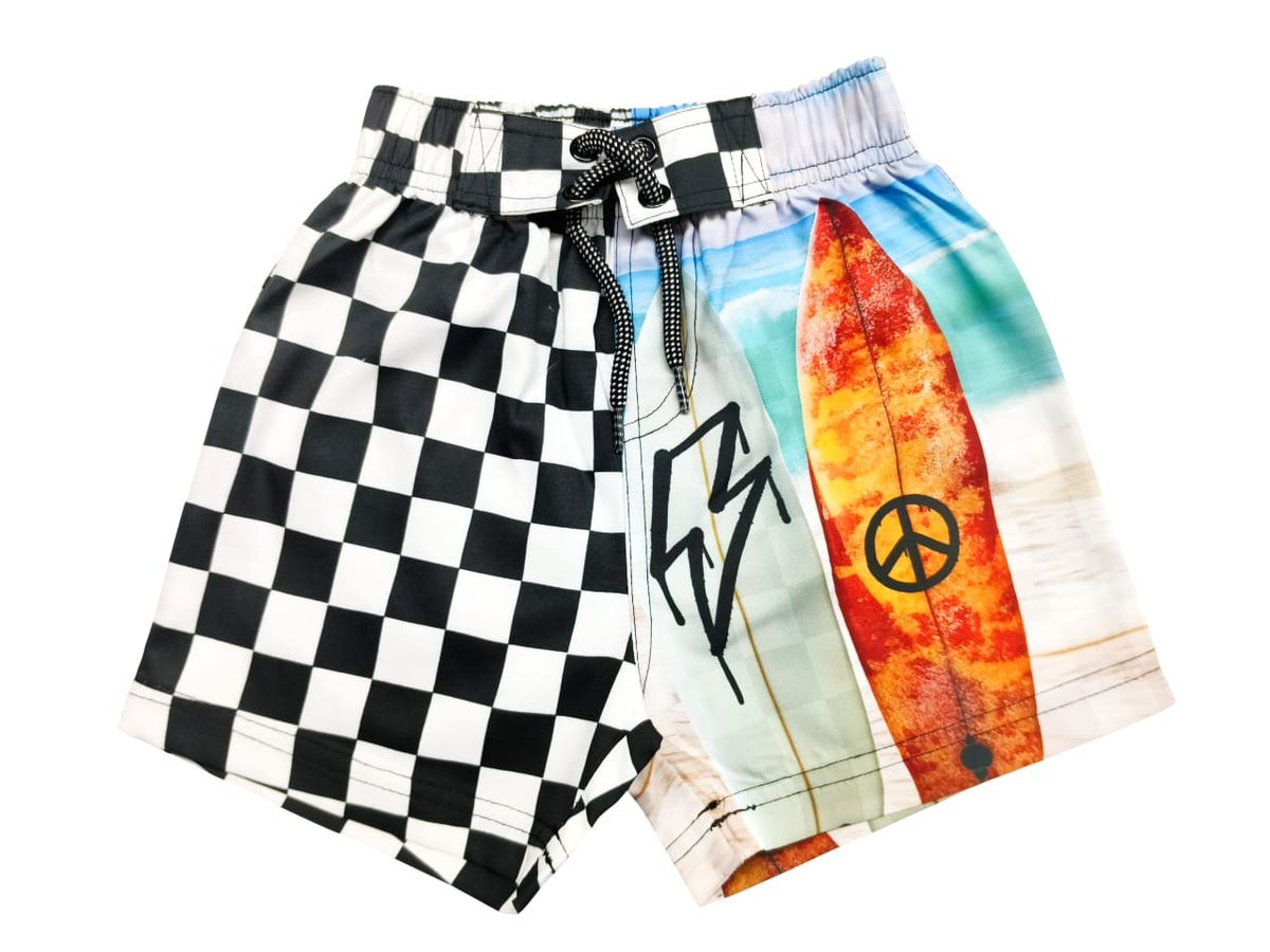Black Surf Check Board Short