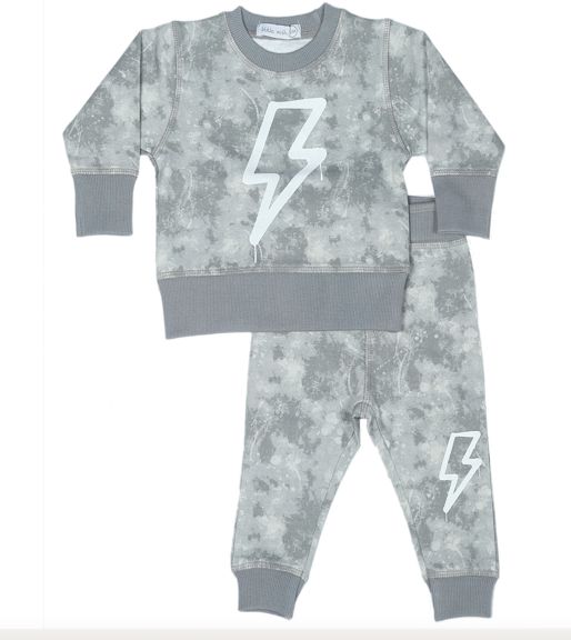 Grey Bolt Burn Out Shirt & Jogger Set - Twinkle Twinkle Little One