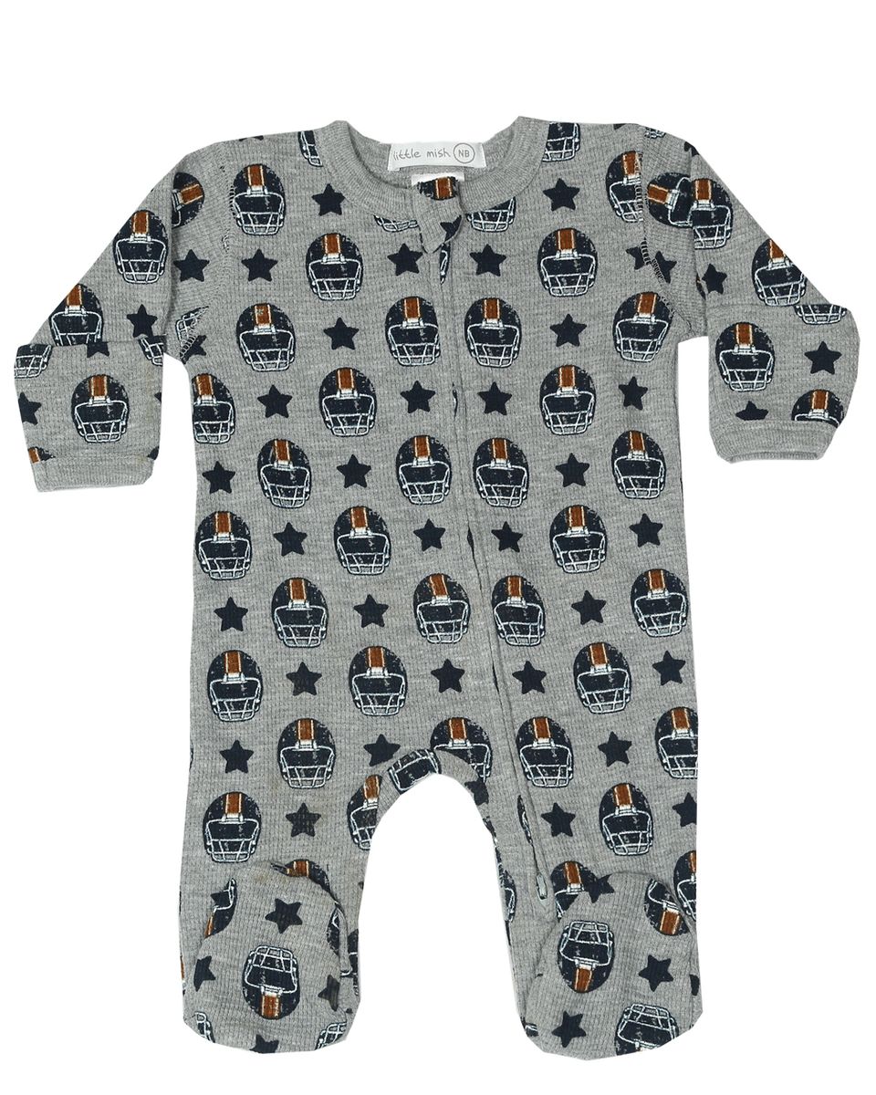 Champions Football Heather Grey Zipper Footie - Twinkle Twinkle Little One