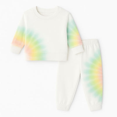 Pastel tie-dye sweater on a white background