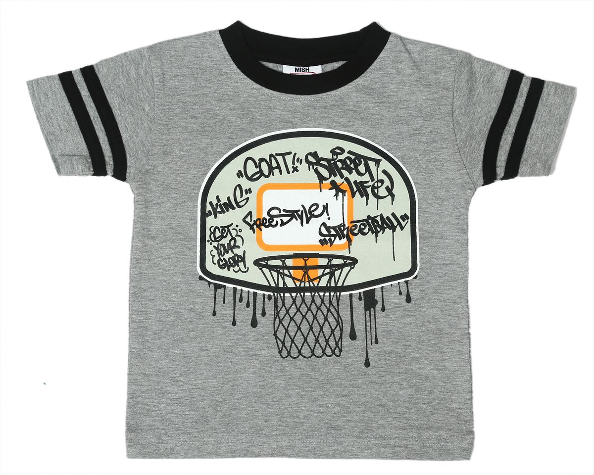 Basketball Graffiti Ringer Tee - Heather Grey