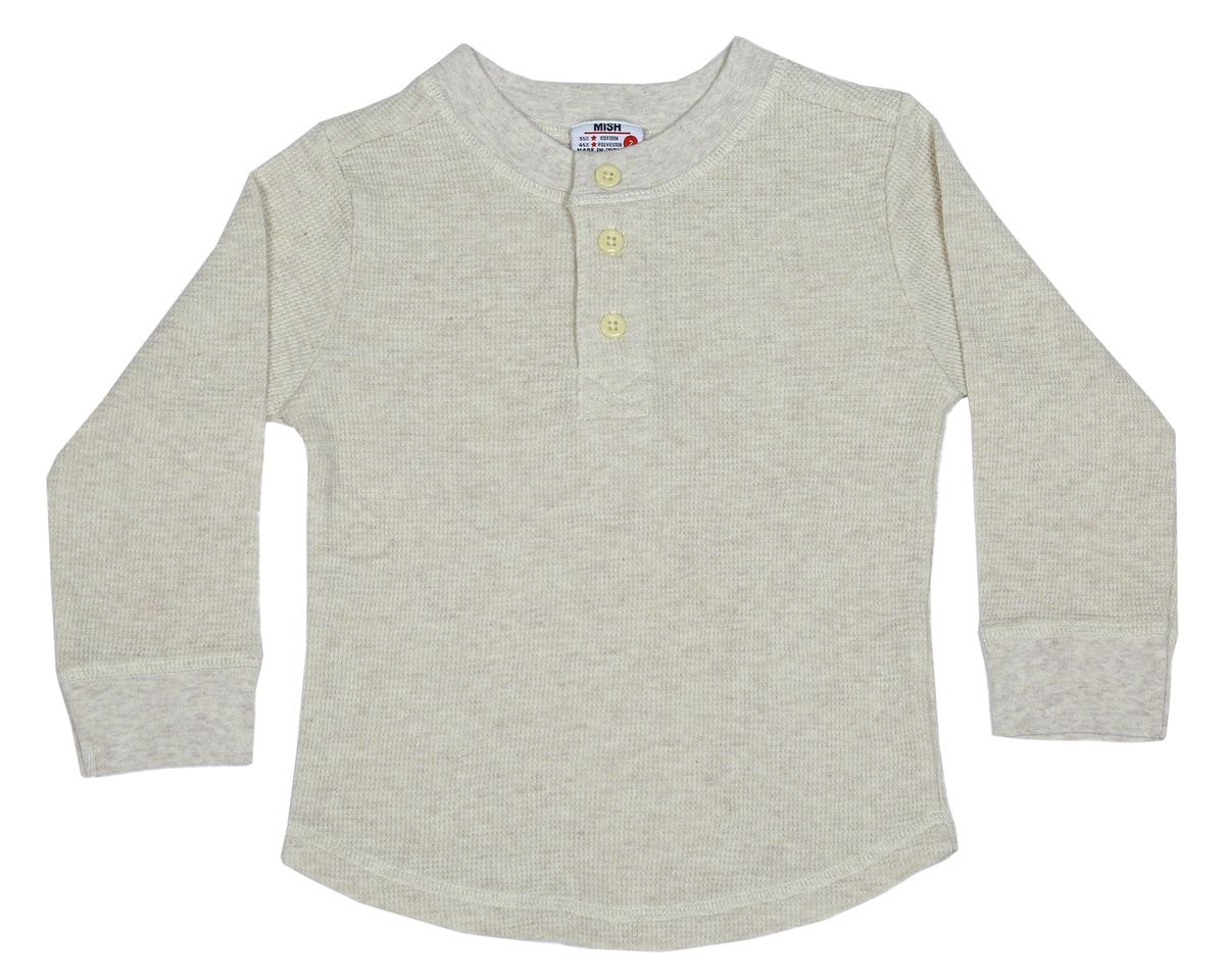 Oatmeal Enzyme Long Sleeve Thermal Henley