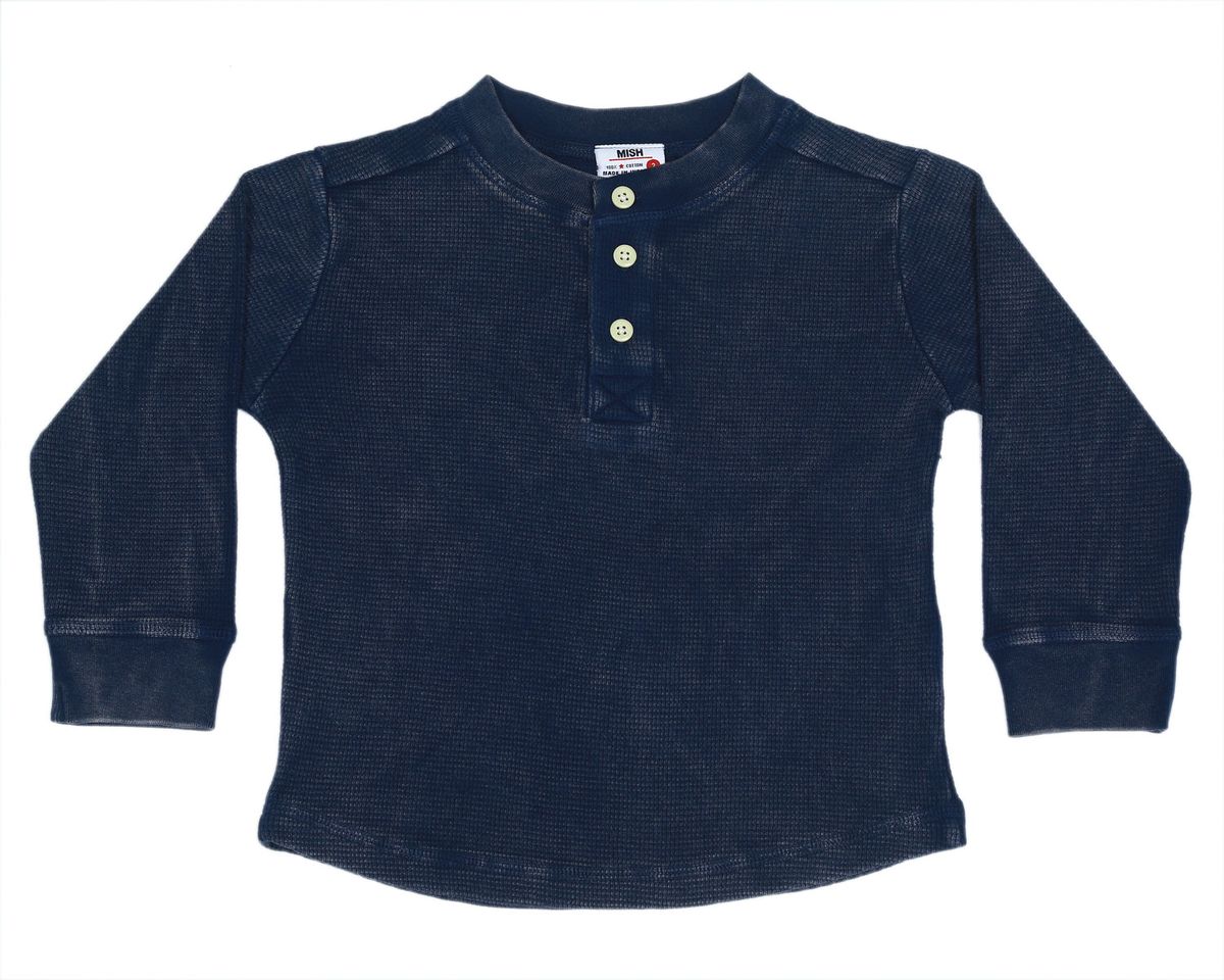 Navy Enzyme Long Sleeve Thermal Henley