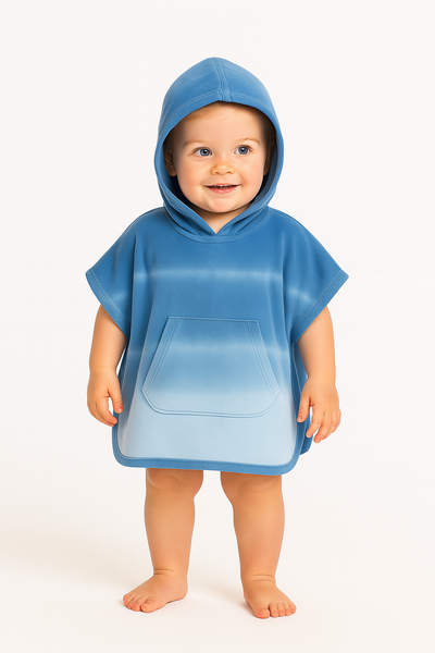 Stripe Tie Dye Loop Terry Poncho - Blue