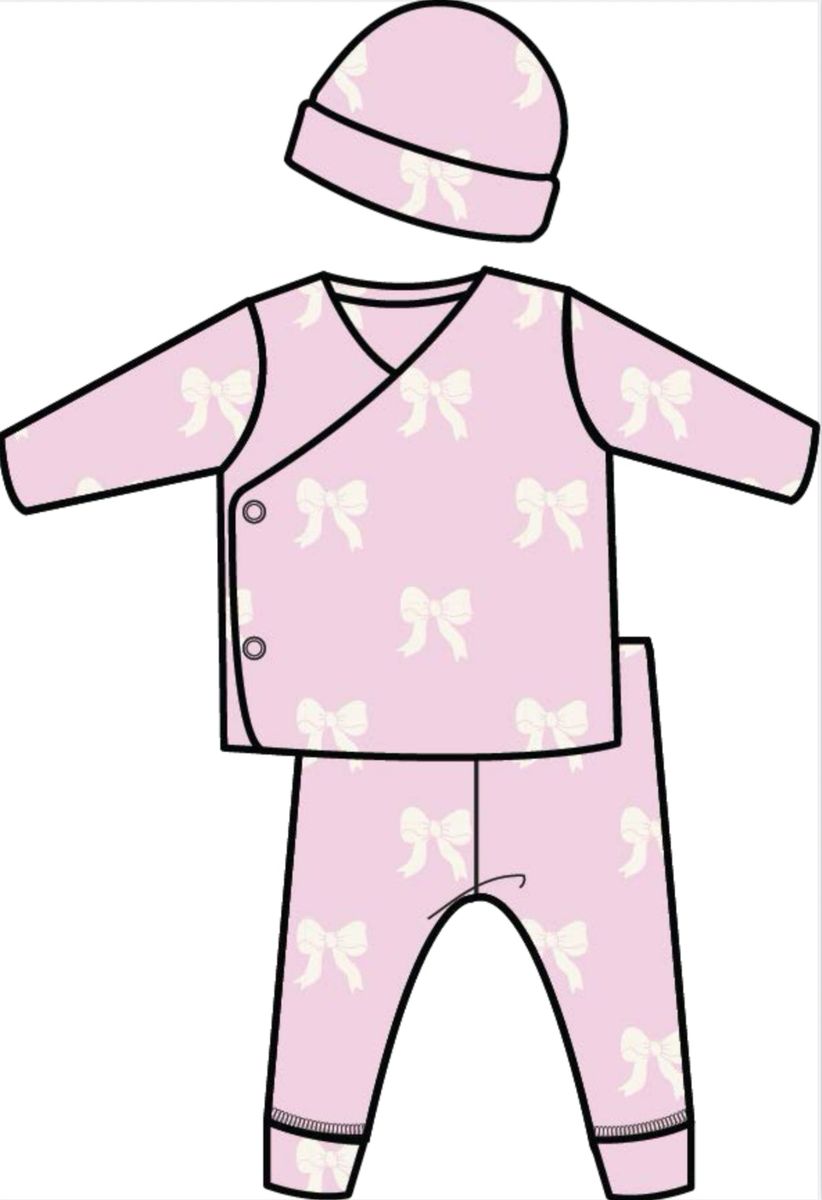 Pink All Over Iridescent Bow Thermal 3 Piece Take Home Set