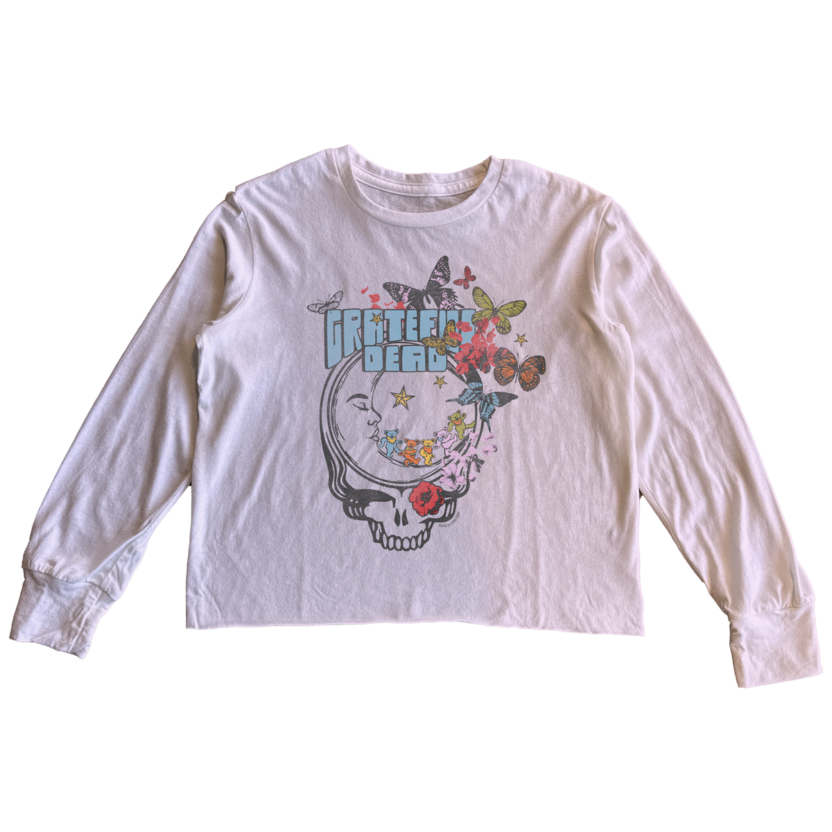 Grateful Dead Pink Butterflies Stealie - Oversized Girl Tee