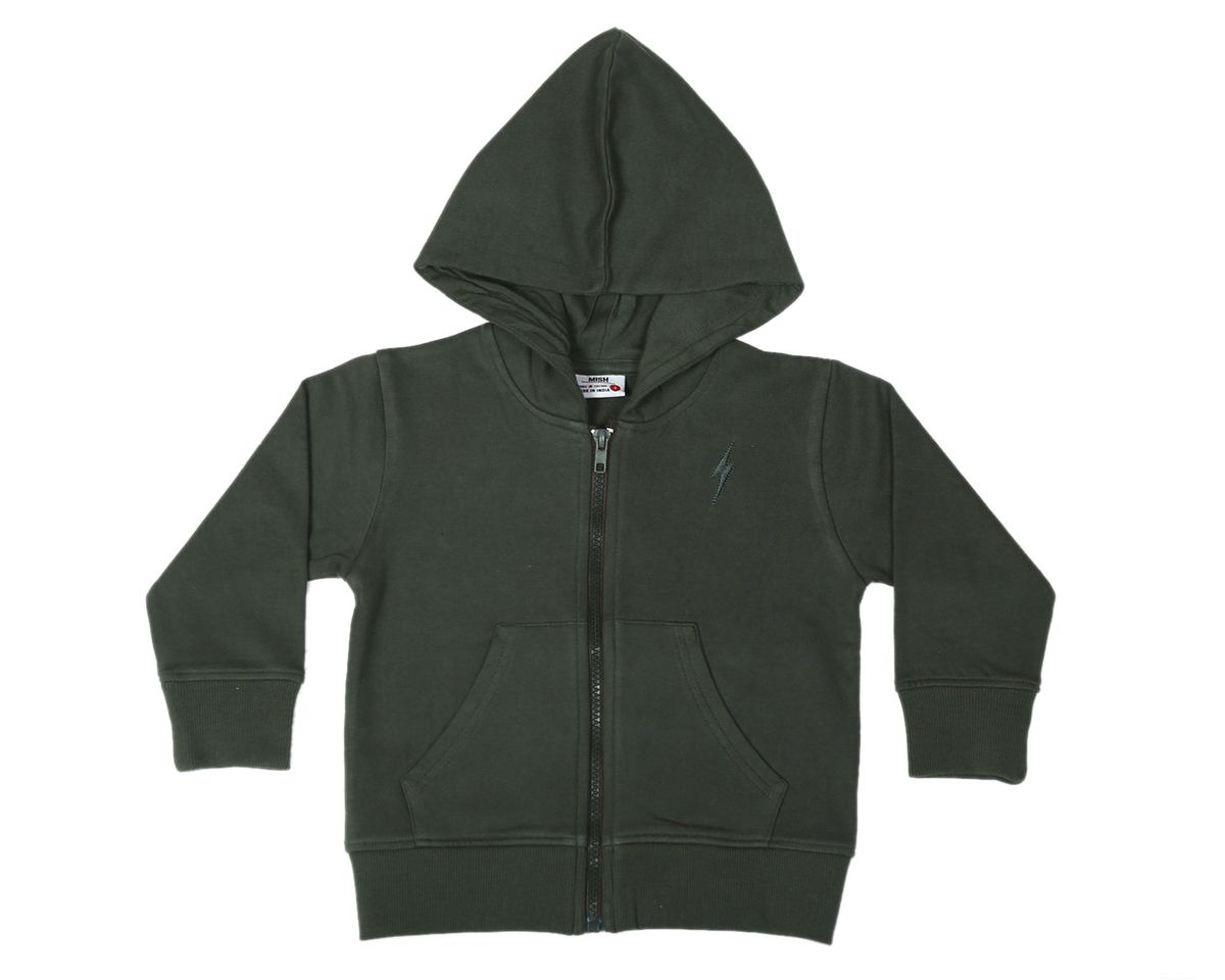 Olive Frech Terry Bolt Zip Hoodie & Sweatpant Set