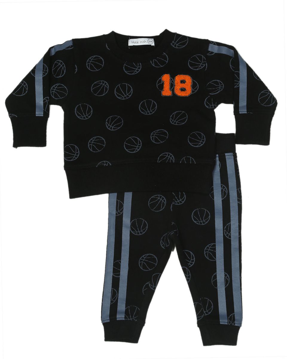 Black Basketball Set with Stripes