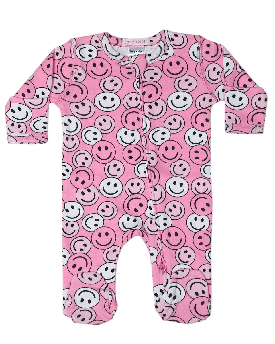 Pink Smiley Cotton Footie