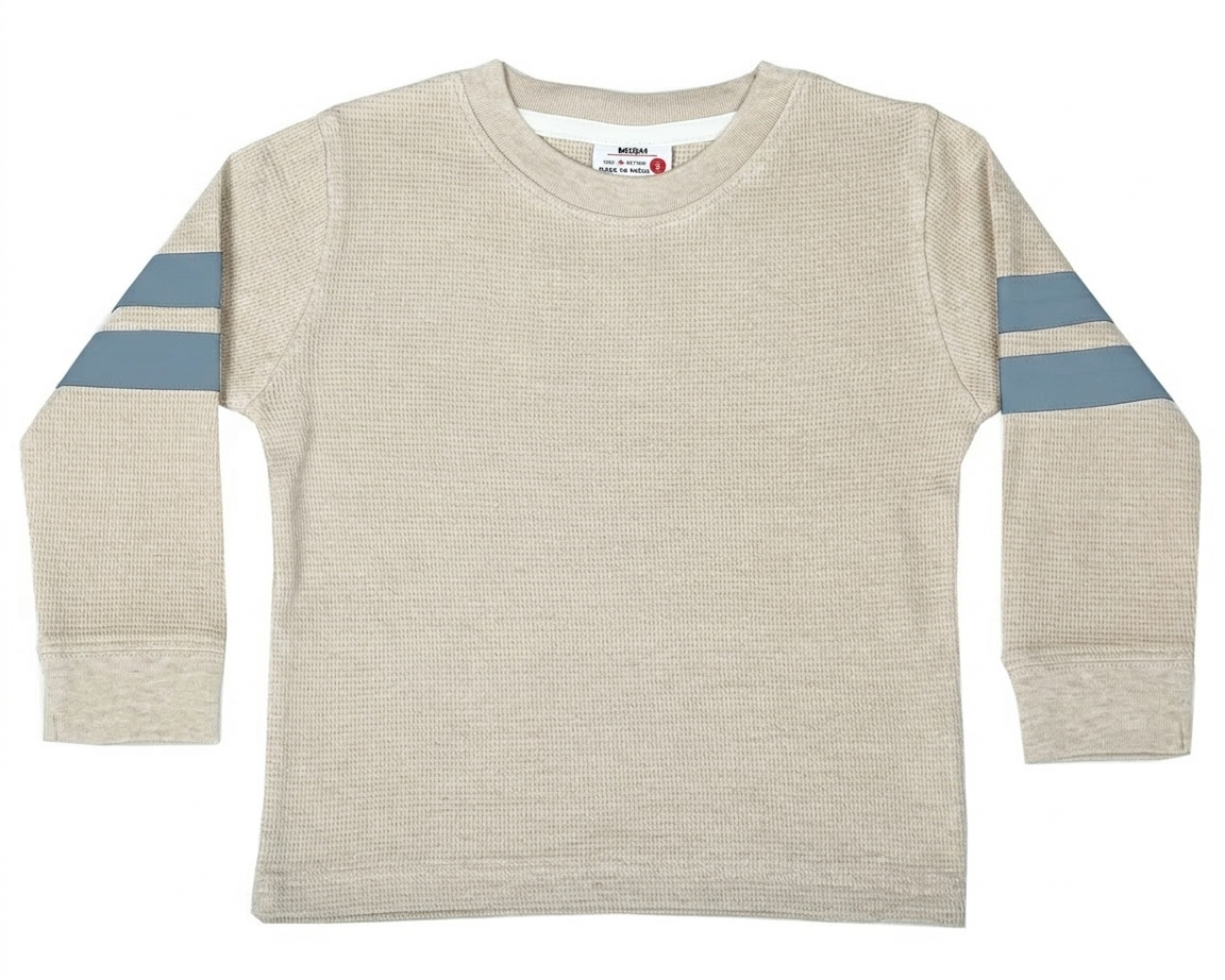 Oatmeal Thermal Shirt with Dusty Blue Taping & Dusty Blue Sweatpant
