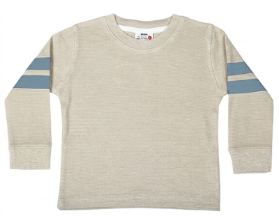Oatmeal Thermal Shirt with Dusty Blue Taping & Dusty Blue Sweatpant