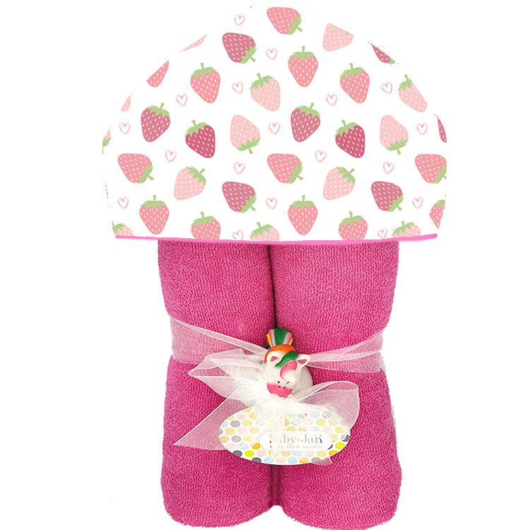 Strawberries Plush Deluxe Hooded Towel