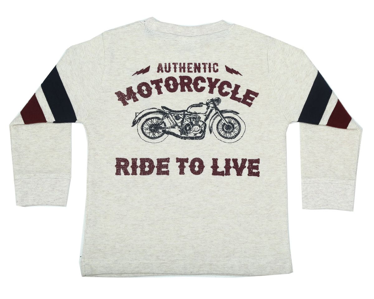 Oatmeal Moto Taping Thermal Long Sleeve Shirt