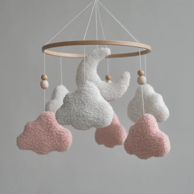 Boucle Clouds Baby Mobile - Pink/White
