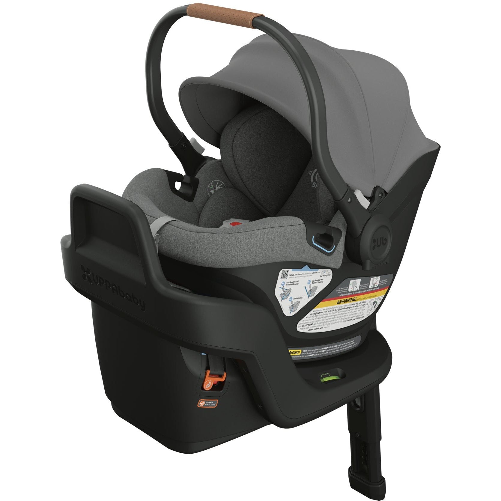 Buy greyson-charcoal-melange-saddle-leather UPPAbaby Aria Lightweight Infant Car Seat + Base