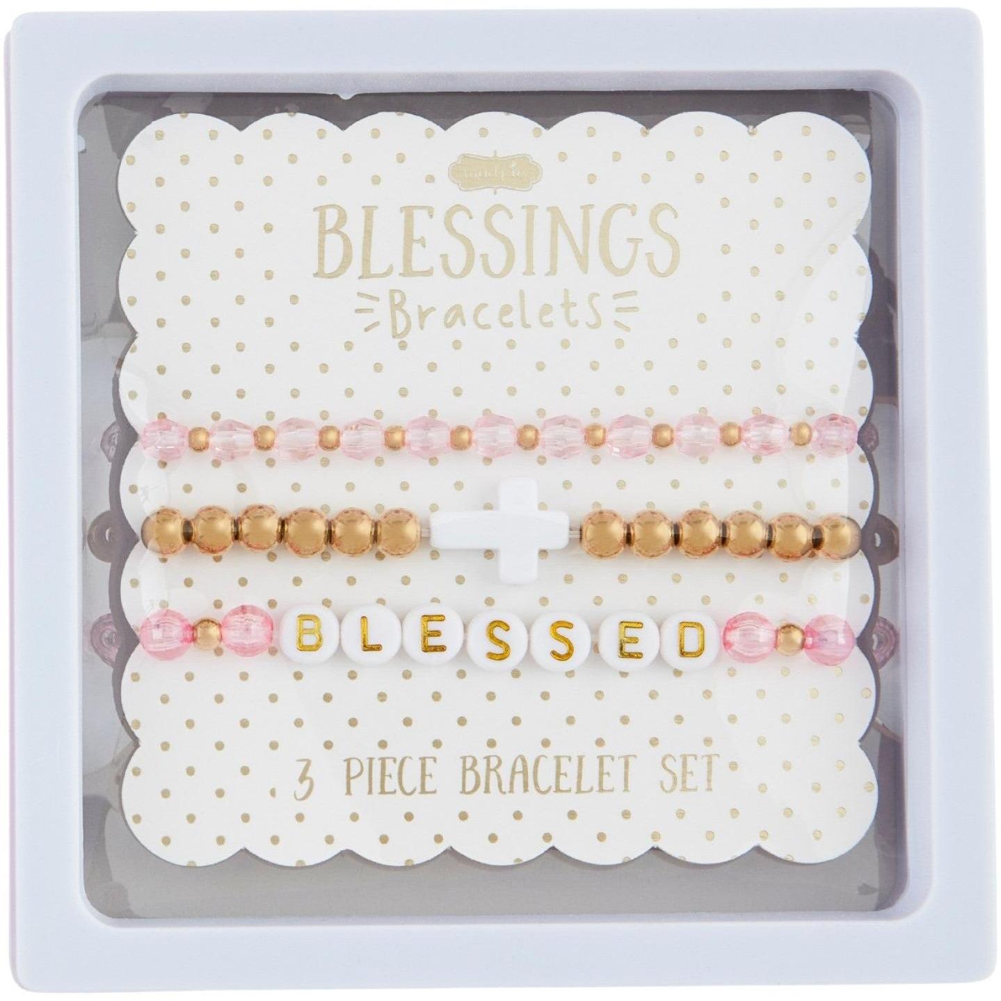White Cross Beaded Bracelet Set