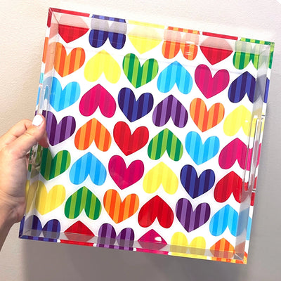 Hearts & Stripes Acrylic Tray - Twinkle Twinkle Little One