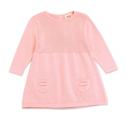 Milan Knit A-Line Long Sleeve Baby Girl Dress - Blush - Twinkle Twinkle Little One