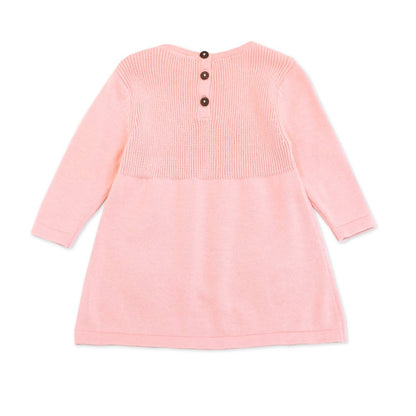 Milan Knit A-Line Long Sleeve Baby Girl Dress - Blush - Twinkle Twinkle Little One