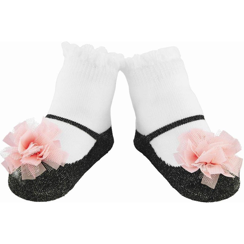 Black And Pink Puff Socks