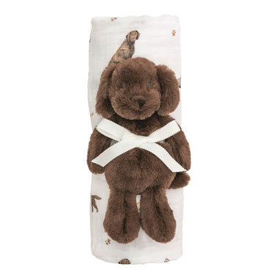 Lab Swaddle & Rattle Set