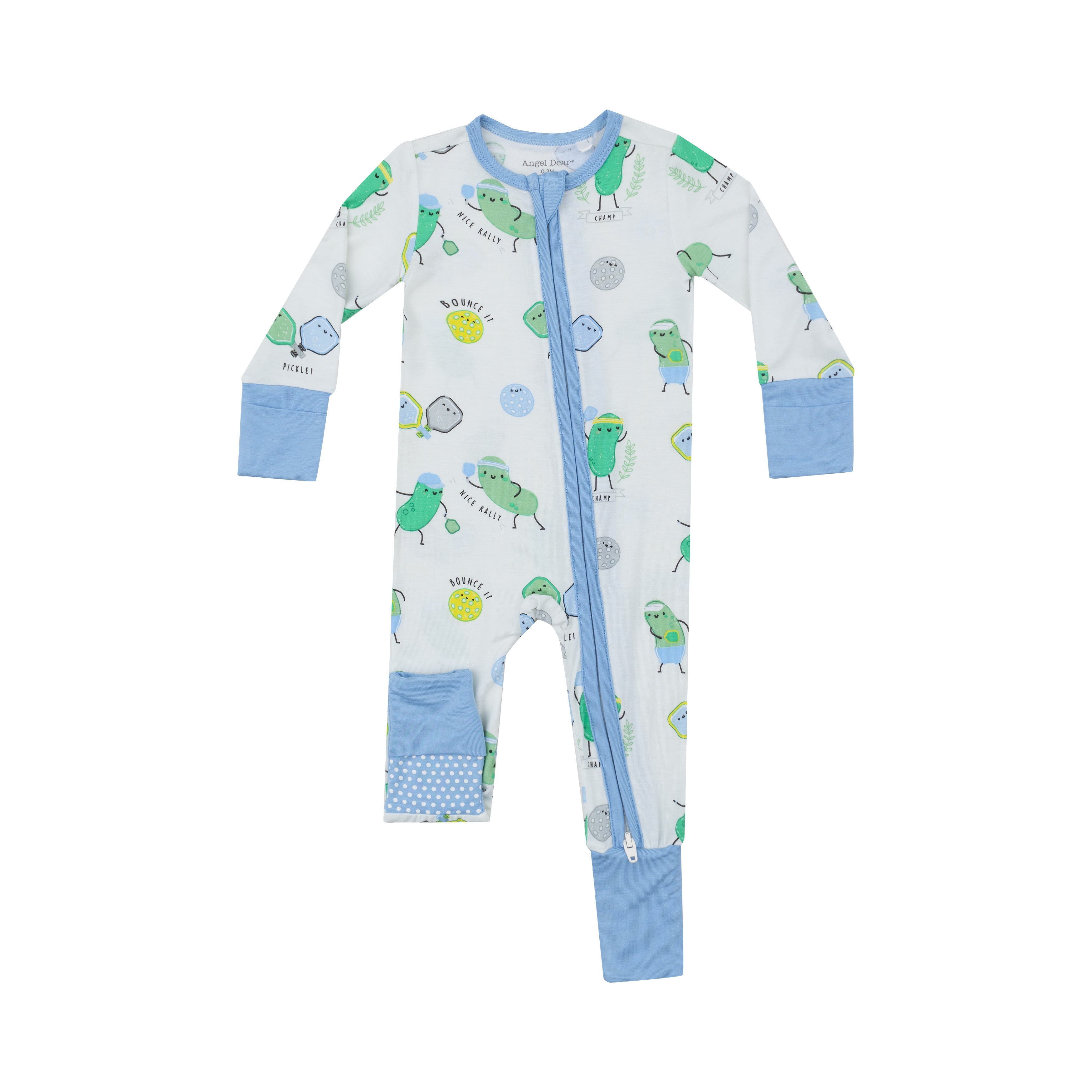 Pickleball Blue Bamboo 2 Way Zipper Romper