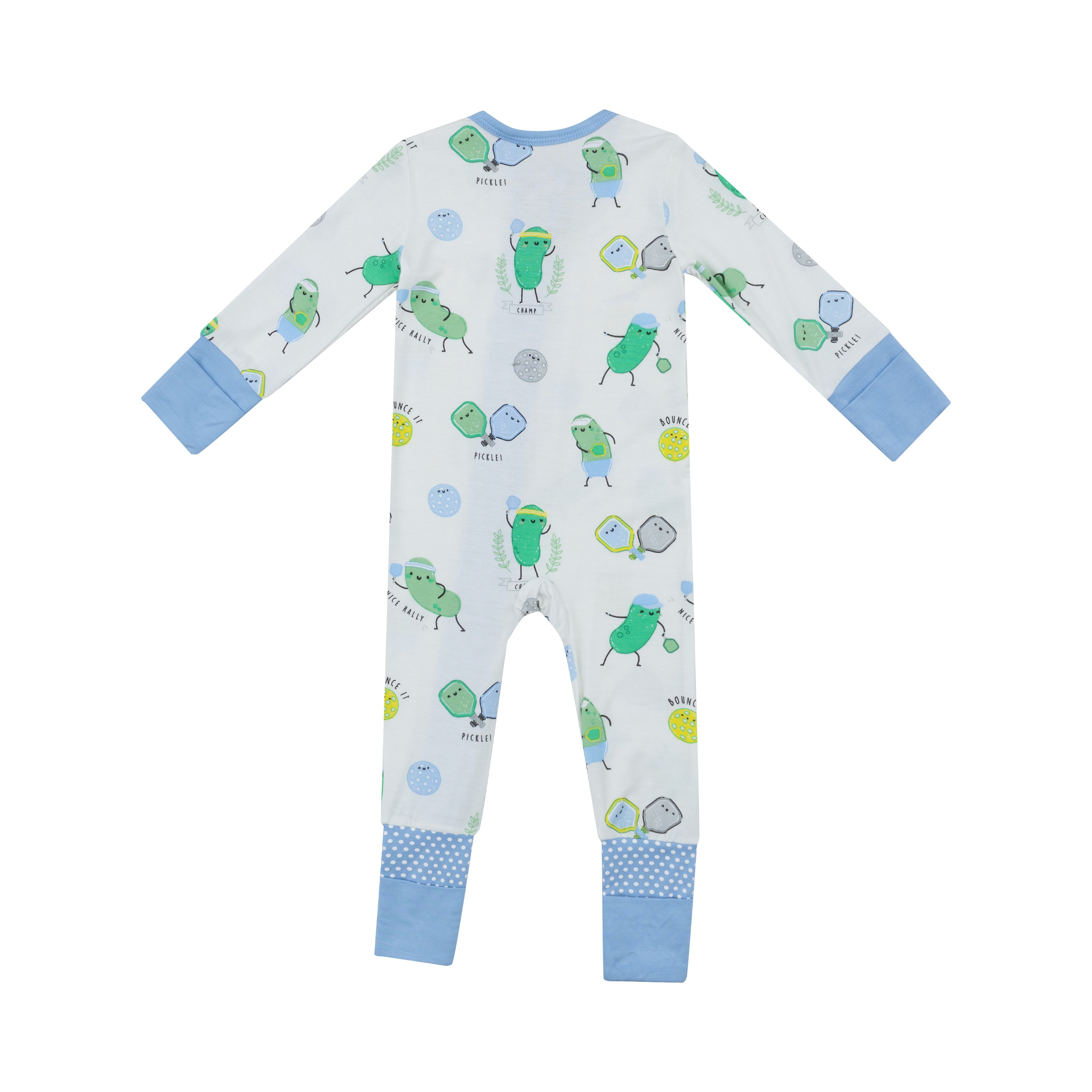 Pickleball Blue Bamboo 2 Way Zipper Romper - 0