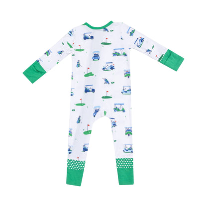 Vintage Golf Carts Blue 2 Way Zipper Romper - Twinkle Twinkle Little One