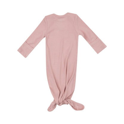 Ribbed Silver Pink Knotted Gown - Twinkle Twinkle Little One