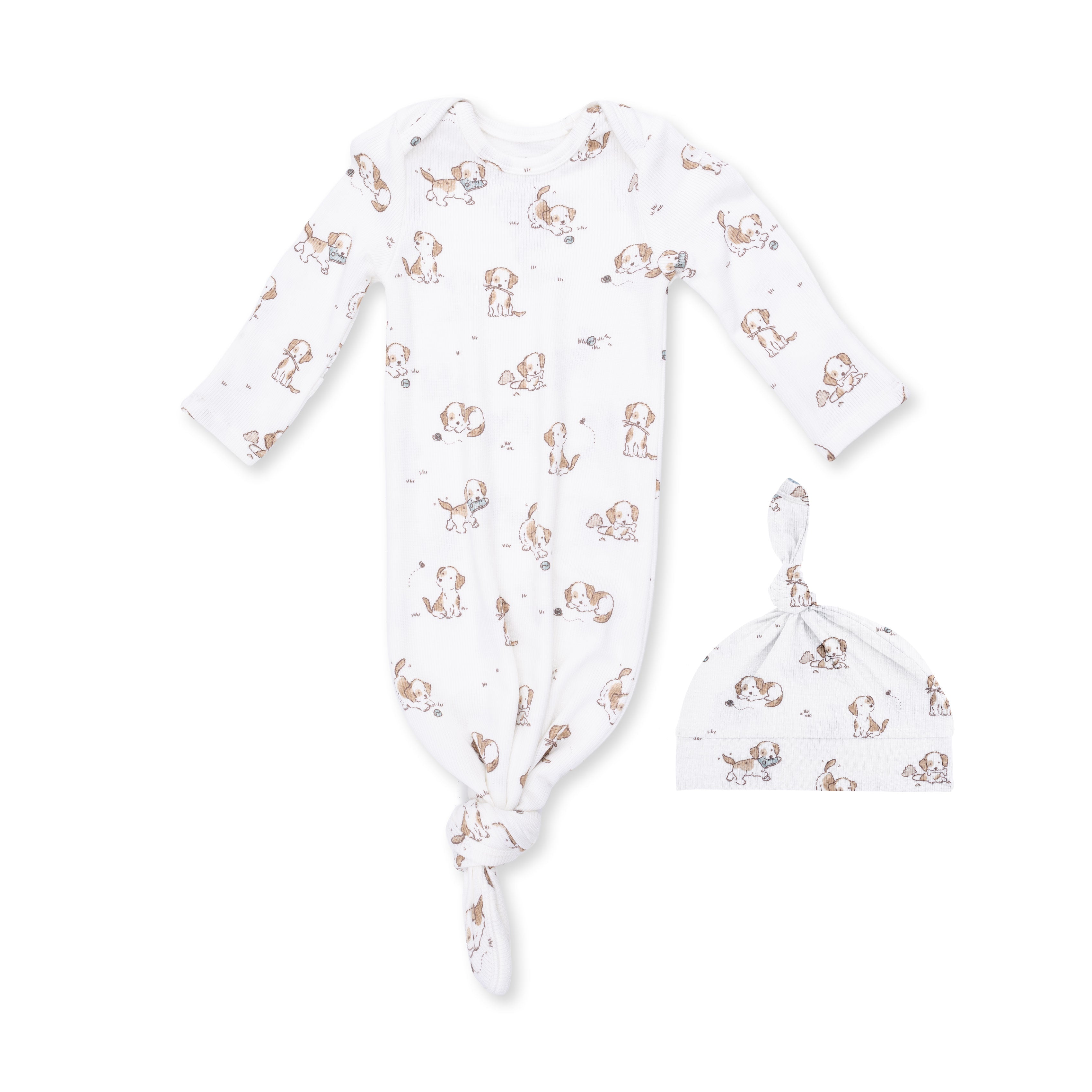 Angel Dear Explorer Puppy Blue Knotted Gown and Beanie Hat