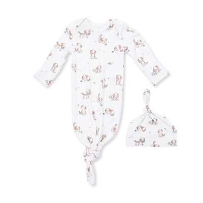 Angel Dear Explorer Puppy Blue Knotted Gown and Beanie Hat