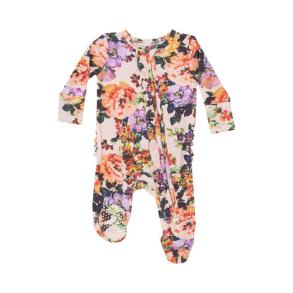 Autumn Rose Bamboo 2 Way Ruffle Zipper Footie - Twinkle Twinkle Little One