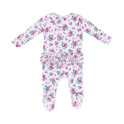 Preppy Roses 2 Way Ruffle Back Footie - Twinkle Twinkle Little One