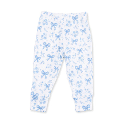 Angel Dear Blue Bows and Flowers Long Sleeve Ruffle Top and Pant