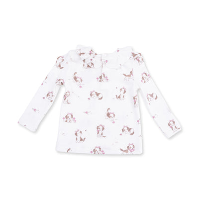 Angel Dear Explorer Puppy Pink Long Sleeve Ruffle Top and Pant