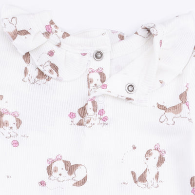 Angel Dear Explorer Puppy Pink Long Sleeve Ruffle Top and Pant