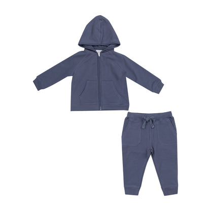 Footballs Inky Blue French Terry Hoodie & Jogger Set - Twinkle Twinkle Little One