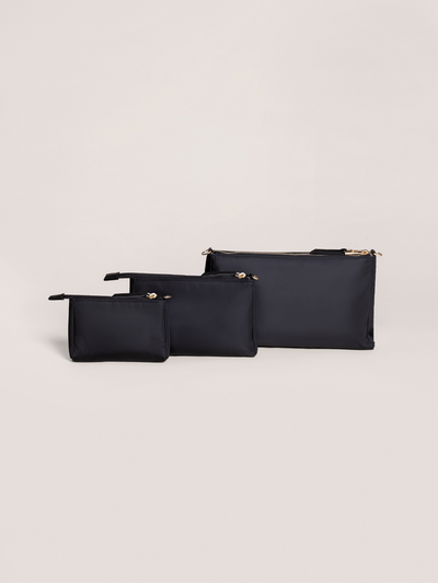 3-PIECE POUCH CLUTCH PURSE SET - BLACK - Twinkle Twinkle Little One