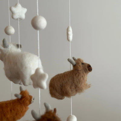 Felt Baby Mobile - Highland Cow
