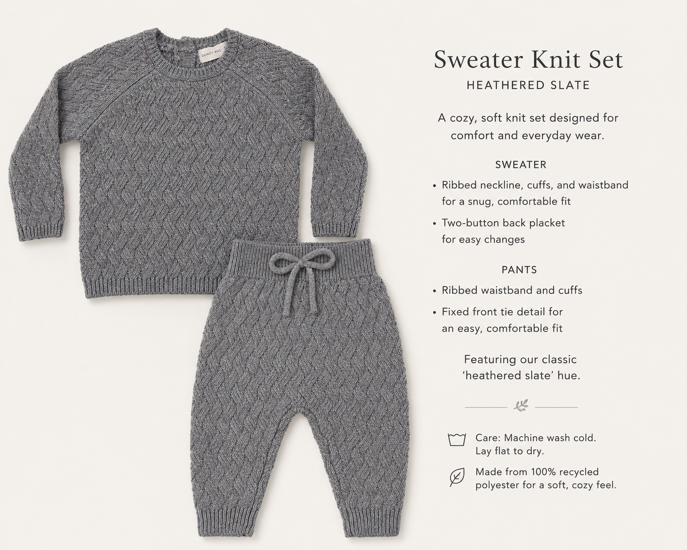 Quincy Mae Knit Sweater & Pant Set || Heathered Slate