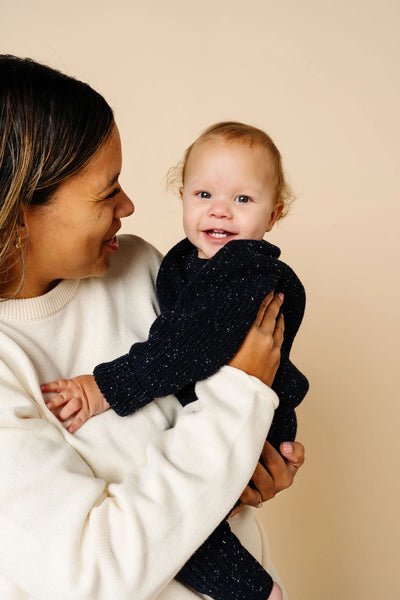 Knit Chunky Sweater & Jogger Pant - Navy Speckle
