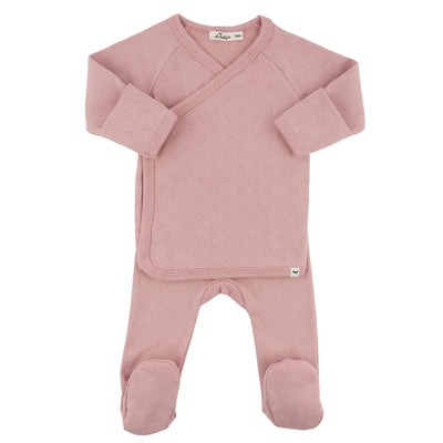 Pointelle Kimono Set - Hearts - Blush - Twinkle Twinkle Little One