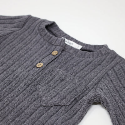 Cable Pocket Henley Set - Pepper - Twinkle Twinkle Little One