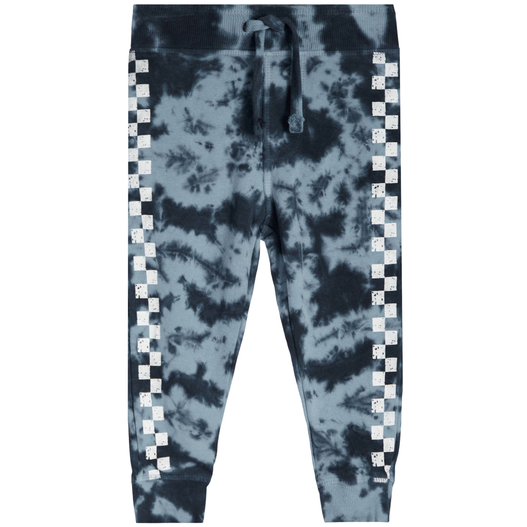 Checker Tie Dye Crew Sweatshirt & Jogger Set - Navy - 0