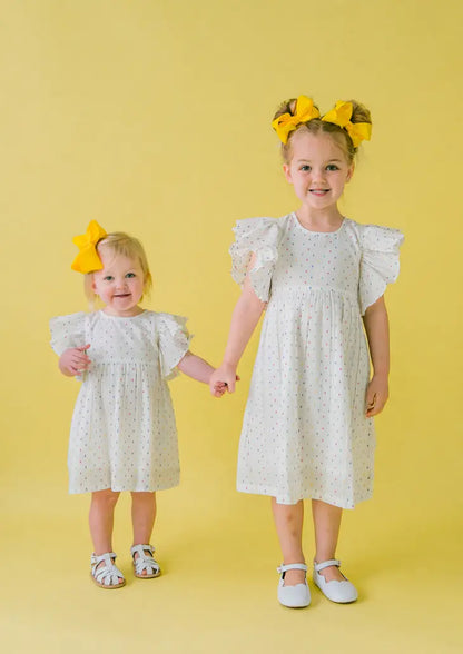 Multi-Dot Ruffle Tie Back Cotton Woven Dress & Bloomer - Twinkle Twinkle Little One
