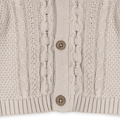 Shawl Collar Cable Knit Baby Cardigan Sweater & Pant Set - Stone & Cocoa Heather - Twinkle Twinkle Little One