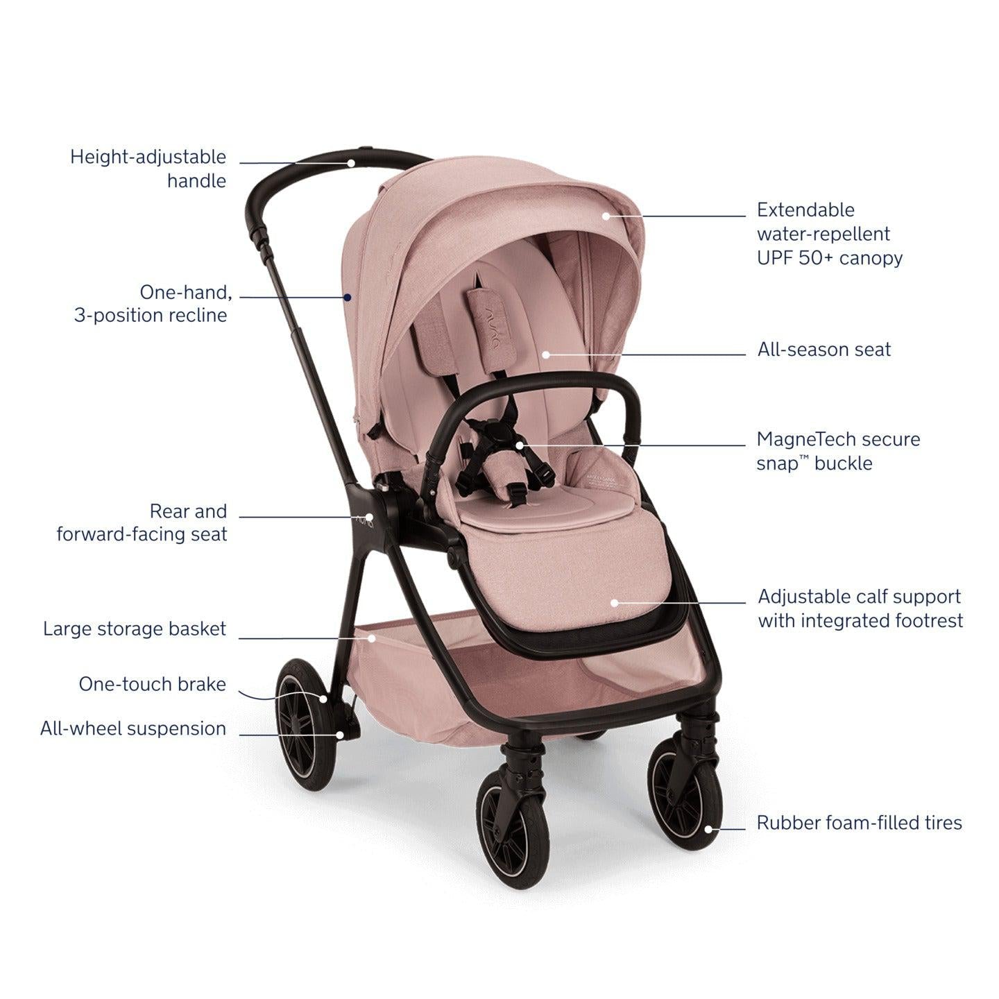 Nuna Triv Next Stroller with Magnetic Buckle | Thistle Collection - 0