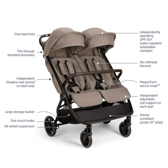Nuna TRVL DUBL Stroller - Twinkle Twinkle Little One