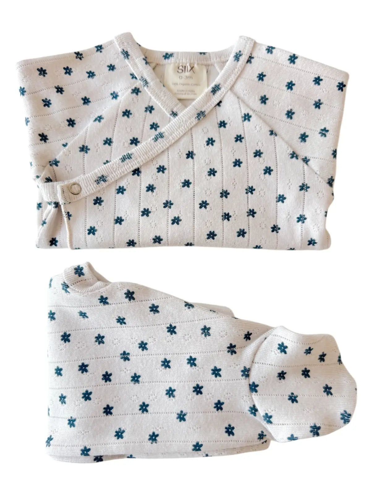 Blue Flower Organic Pointelle Newborn Set - Twinkle Twinkle Little One